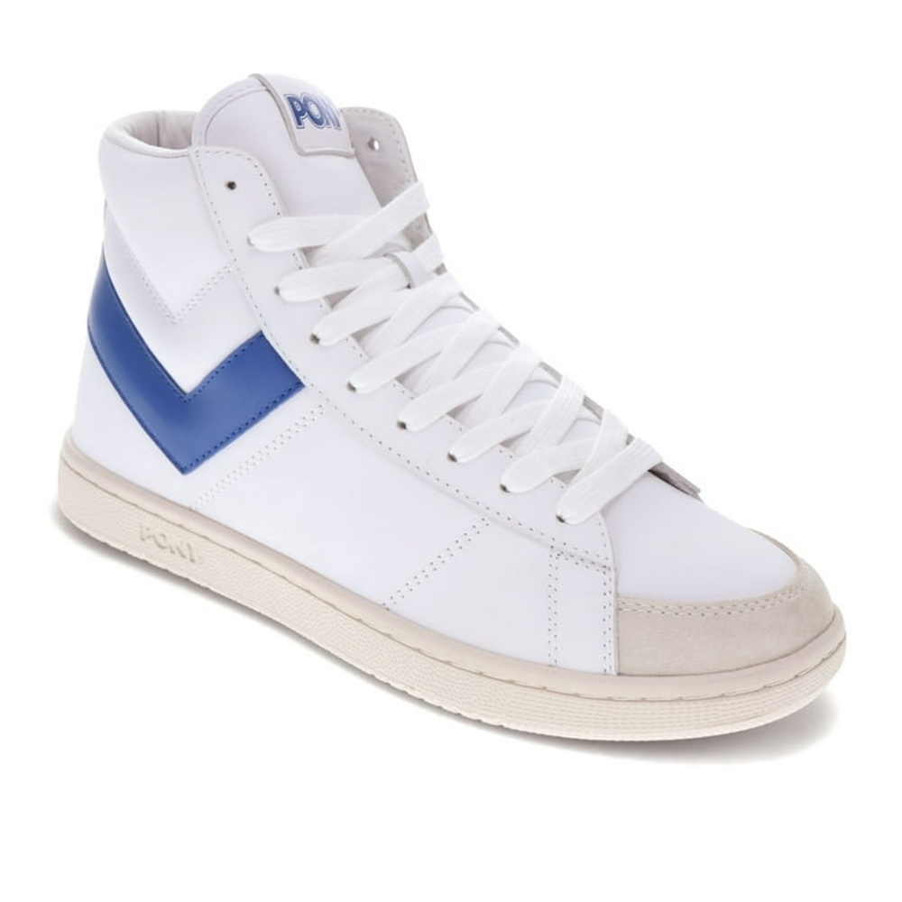 Pony White and Blue Men's High-Top Sneakers